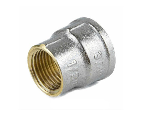Муфта латунь никель переходная Ду 32х15 (1 1/4"х1/2") ВР/ВР 9019 ГОСТ 32585-2013 Aquasfera