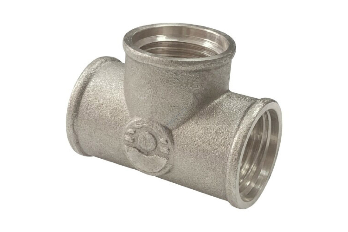 Тройник латунь никель Ду 20 (3/4") ВР/ВР VALFEX VF.130.N.034