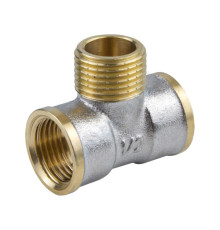 Тройник латунь никель Ду 15 (1/2") ВР/НР/ВР 9009 ГОСТ 32585-2013 Aquasfera