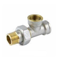 Тройник латунь никель Ду 15 (1/2") ВР/ВР/нак. гайка 9030 ГОСТ 32585-2013 Aquasfera