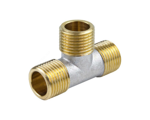 Тройник латунь никель Ду 20 (3/4") НР/НР/НР 9010 ГОСТ 32585-2013 Aquasfera 9010-02