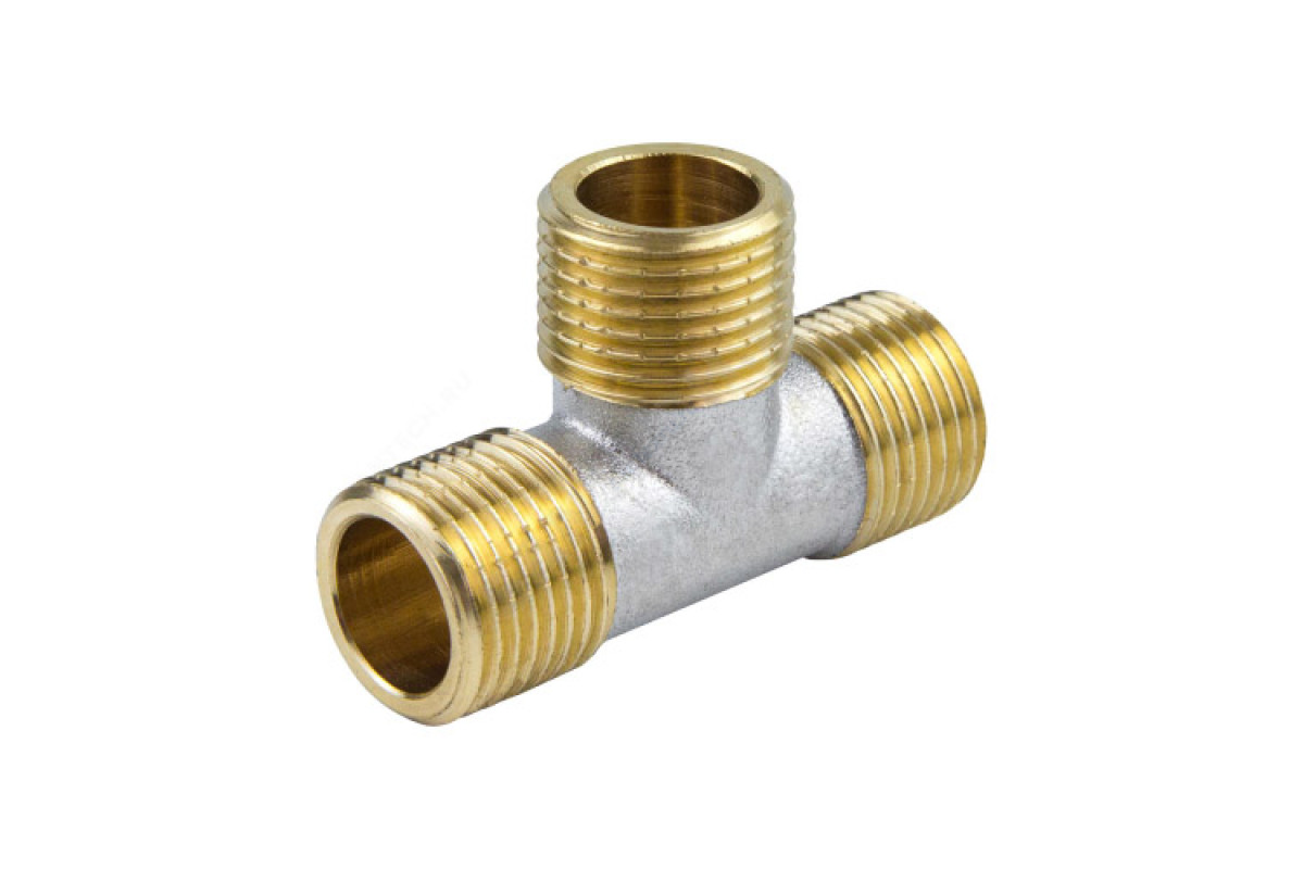 Тройник латунь никель Ду 25 (1") НР/НР/НР 9010 ГОСТ 32585-2013 Aquasfera 9010-03