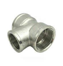 Тройник латунь никель переходной Ду 20х15х20 (3/4"х1/2"х3/4") ВР/ВР