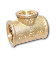 Тройник латунь переходной Ду 20х15х20 (3/4"х1/2"х3/4") ВР/ВР Цветлит ZW50088