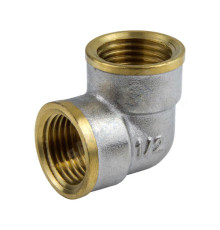 Угольник латунь никель Ду 15 (1/2") ВР/ВР 9001 ГОСТ 32585-2013 Aquasfera