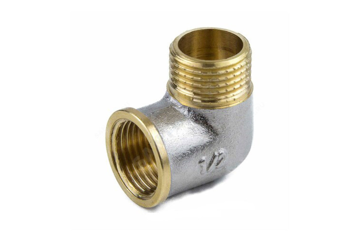 Угольник латунь никель Ду 15 (1/2") ВР/НР 9002 ГОСТ 32585-2013 Aquasfera 9002-01