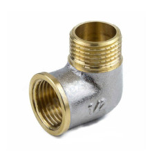 Угольник латунь никель Ду 15 (1/2") ВР/НР 9002 ГОСТ 32585-2013 Aquasfera 9002-01