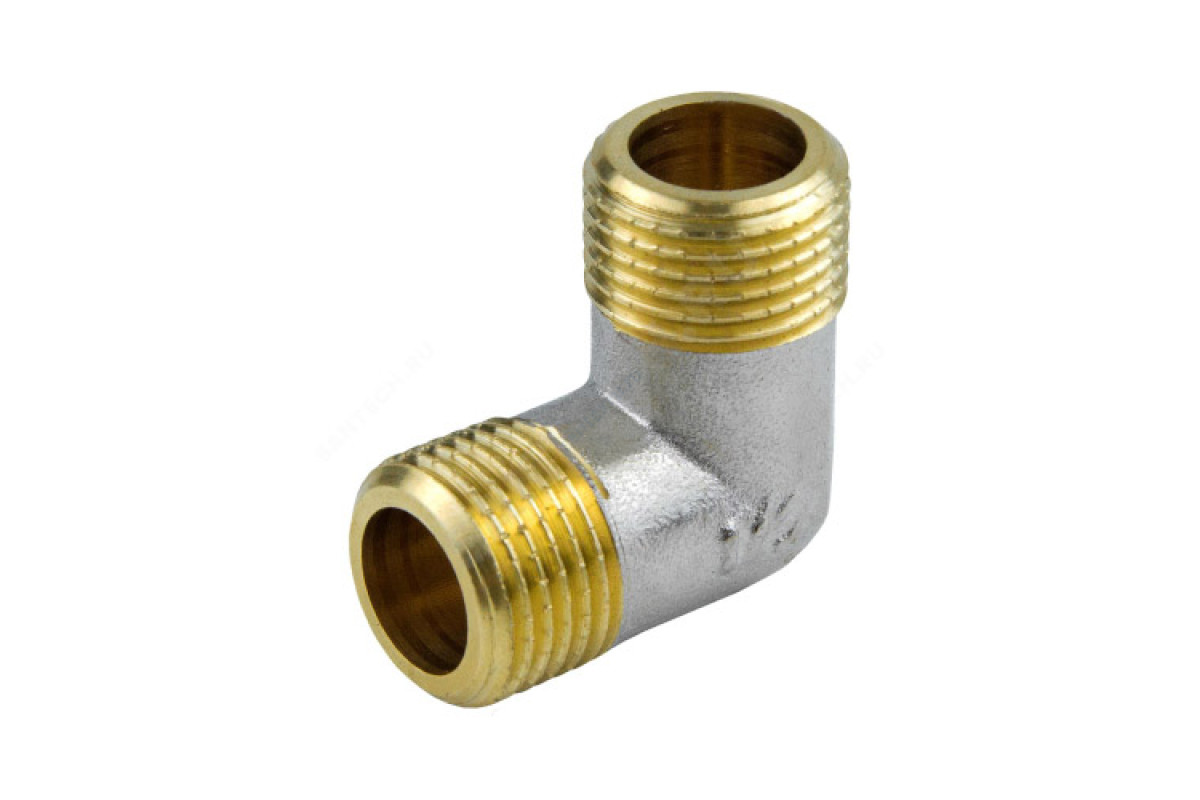 Угольник латунь никель Ду 15 (1/2") НР/НР 9003 ГОСТ 32585-2013 Aquasfera 9003-01