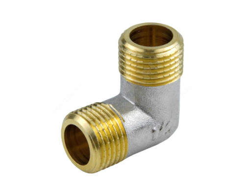 Угольник латунь никель Ду 15 (1/2") НР/НР 9003 ГОСТ 32585-2013 Aquasfera 9003-01  Угольник латунь никель Ду 15 (1/2") НР/НР 9003 ГОСТ 32585-2013 Aquasfera 9003-01