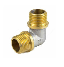 Угольник латунь никель реборда Ду 15 (1/2") НР/НР 9005 ГОСТ 32585-2013 Aquasfera