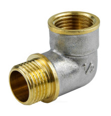 Угольник латунь никель реборда Ду 15 (1/2") ВР/НР 9006 ГОСТ 32585-2013 Aquasfera