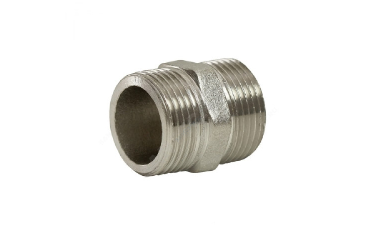 Ниппель латунь никель Ду 15 (1/2") НР LD LD.67.501.15