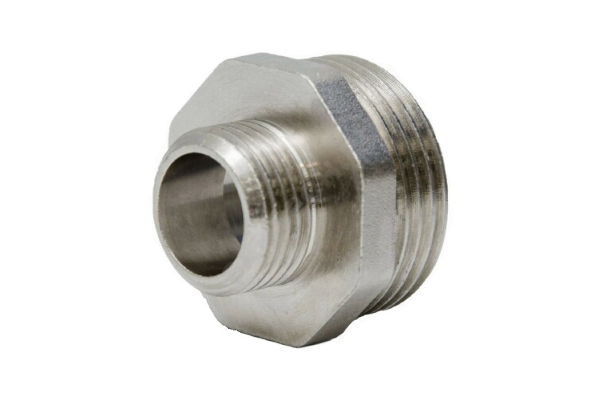 Ниппель латунь никель переходной Ду 25х20 (1"х3/4") НР LD LD.67.503.2515