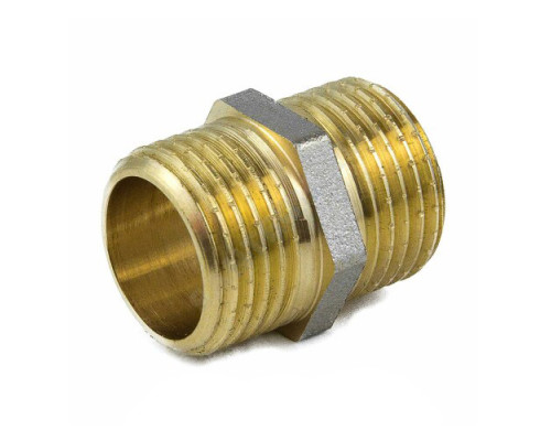 Ниппель латунь никель Ду 32 (1 1/4") НР 9022 ГОСТ 32585-2013 Aquasfera 9022-04