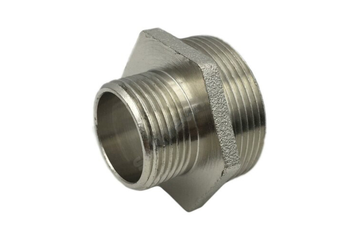 Ниппель латунь никель переходной Ду 20х15 (3/4"х1/2") НР