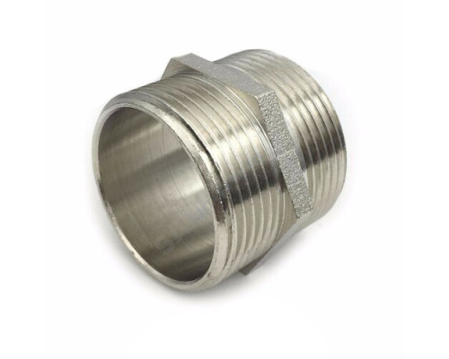 Ниппель латунь никель Ду 15 (1/2") НР Китай Ниппель латунь никель Ду 15 (1/2") НР Китай