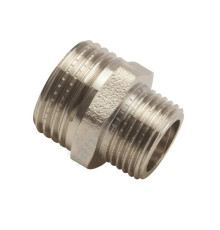 Ниппель латунь никель переходной Ду 40х20 (1 1/2"х3/4") НР AQUALINK 02362 