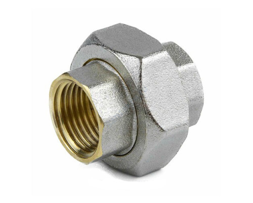 Соединитель латунь никель американка Ду 15 (1/2") прямой ВР/ВР 9012 ГОСТ 32585-2013 Aquasfera