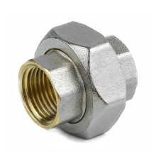 Соединитель латунь никель американка Ду 32 (1 1/4") прямой ВР/ВР 9012 ГОСТ 32585-2013 Aquasfera 9012-04