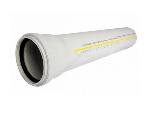 Труба (PP-MD) с раструбом бесшумная светло-серая Skolan dB SKEM Дн 110х5,3 1000 мм