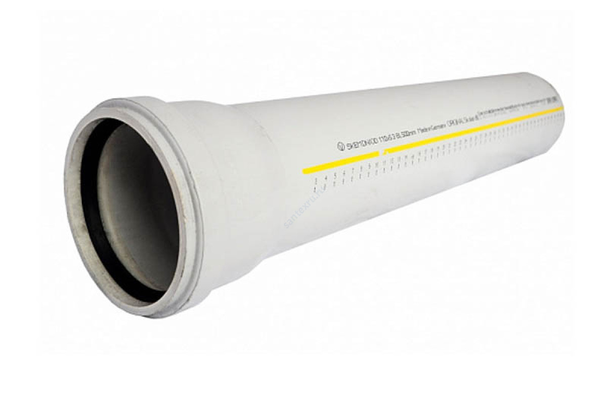 Труба (PP-MD) с раструбом бесшумная светло-серая Skolan dB SKEM Дн 135х5,3 150 мм