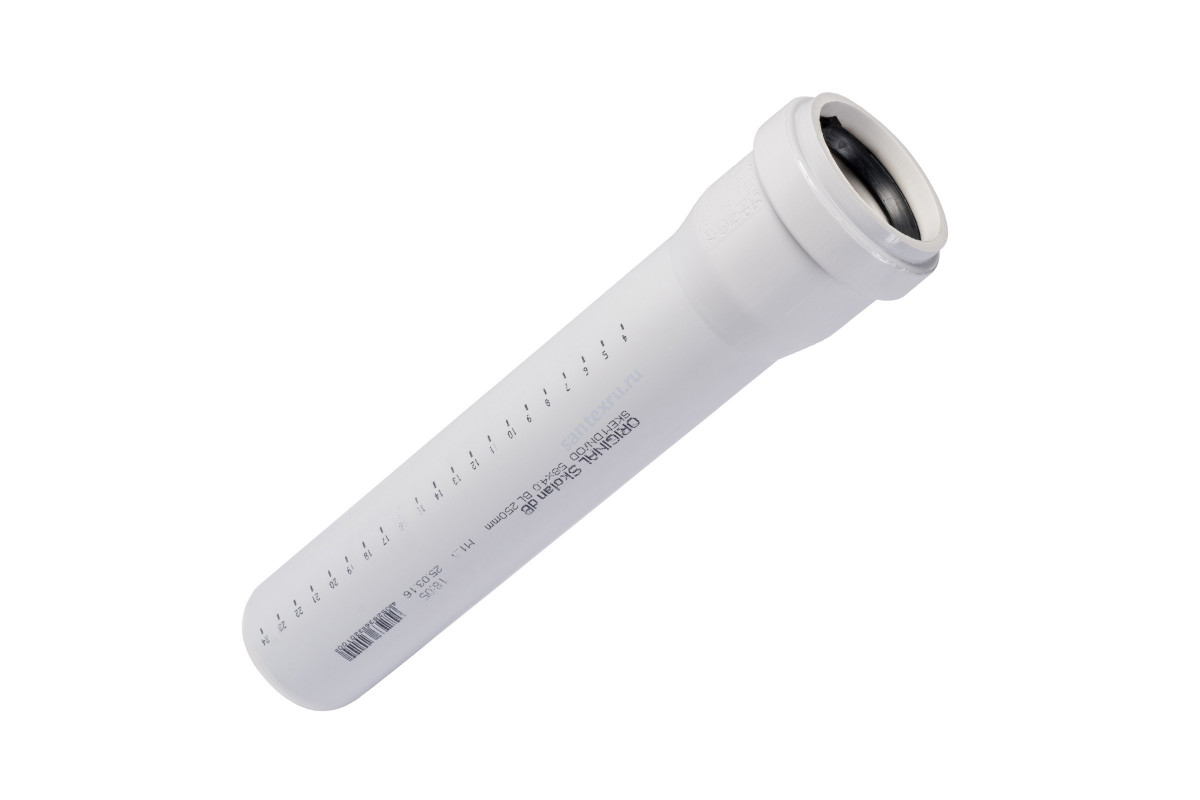 Труба PP-H с раструбом белая HT HTEMw Дн 50х1,8 б/нап L=0,15м в/к Ostendorf 559120