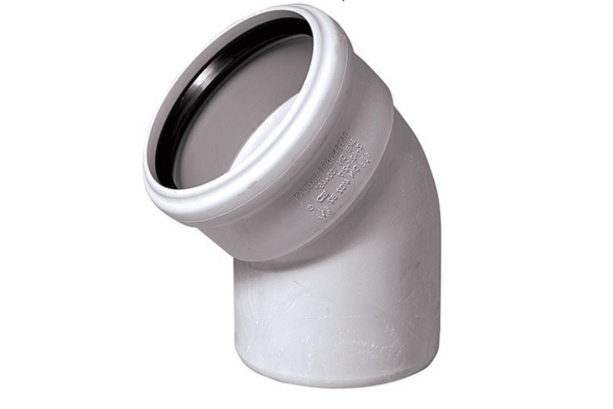 Отвод PP-H бесшумный белый RAUPIANO PLUS Дн 110х45гр б/нап в/к Rehau 11234441001