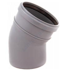 Отвод PP-H серый Дн 110х15гр б/нап в/к VALFEX 20112110