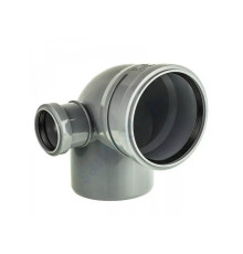 Отвод PP-H с выходом левый серый Дн 110х110х87гр б/нап в/к VALFEX 23121150