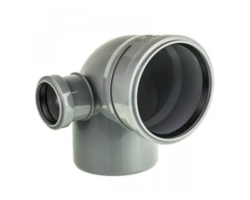 Отвод PP-H с выходом левый серый Дн 110х110х87гр б/нап в/к VALFEX 23121150
