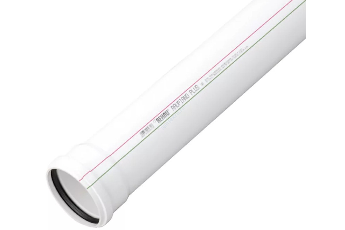 Труба PP-H с раструбом бесшумная белая RAUPIANO PLUS Дн 50х1,8 б/нап L=1,0м в/к Rehau 11201341200
