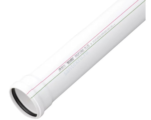 Труба PP-H с раструбом бесшумная белая RAUPIANO PLUS Дн 50х1,8 б/нап L=0,15м в/к Rehau 11200941005