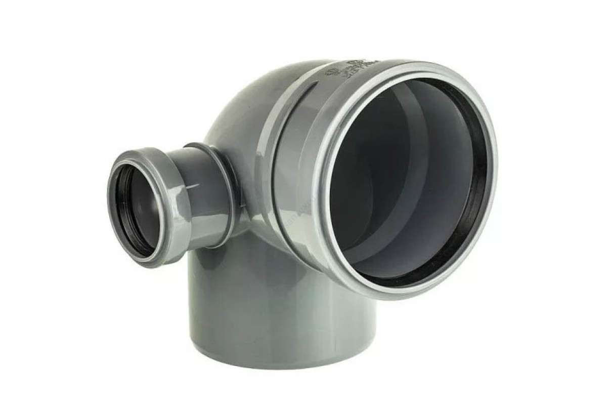 Отвод PP-H с выходом левый серый Дн 110х50х87гр б/нап в/к RTP (РосТурПласт) 11351