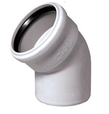 Отвод PP-H бесшумный белый Дн 110х45гр б/нап в/к RTP (РосТурПласт) 24418