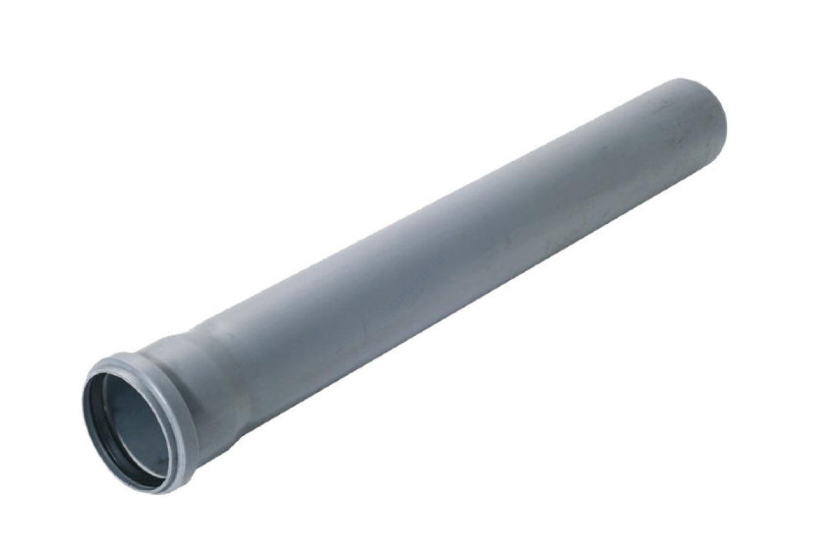 Труба PP-H с раструбом серая Стандарт Дн 110х2,7 б/нап L=2,0м в/к Политэк 111200