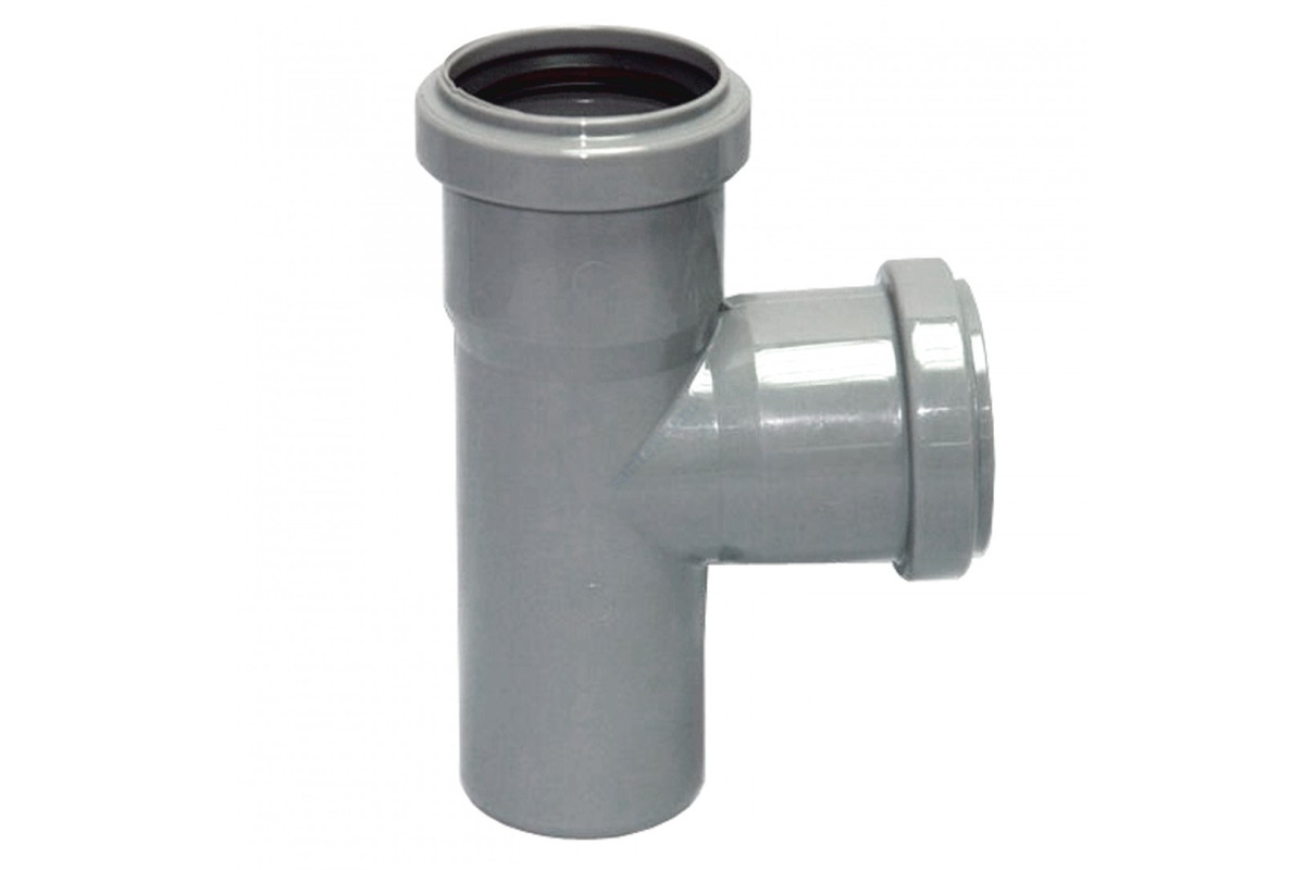 Тройник PP-H серый Дн 50х50х87гр б/нап в/к VALFEX 24050050