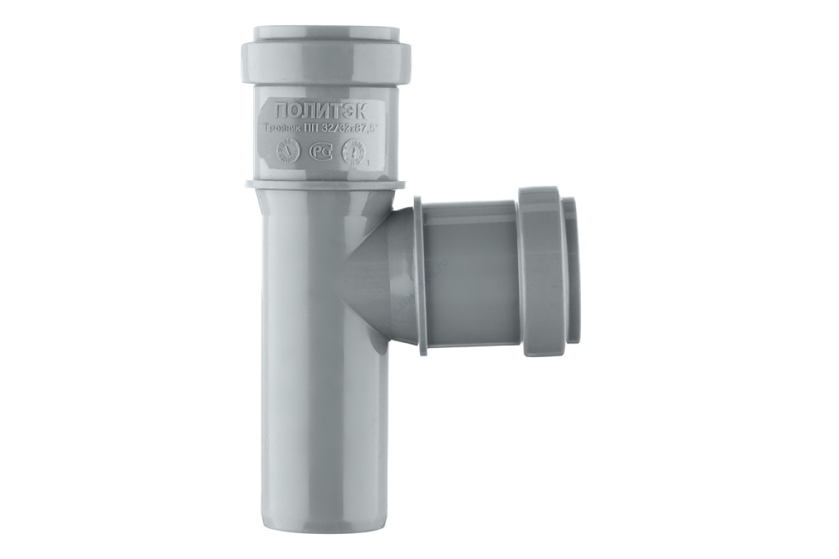Тройник PP-H серый Дн 50х50х87гр б/нап в/к Политэк 205087