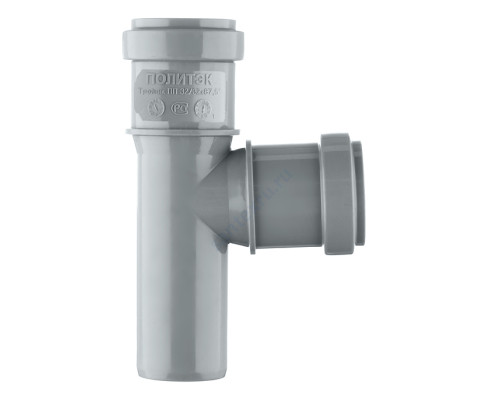 Тройник PP-H серый Дн 110х110х87гр б/нап в/к Политэк 201187