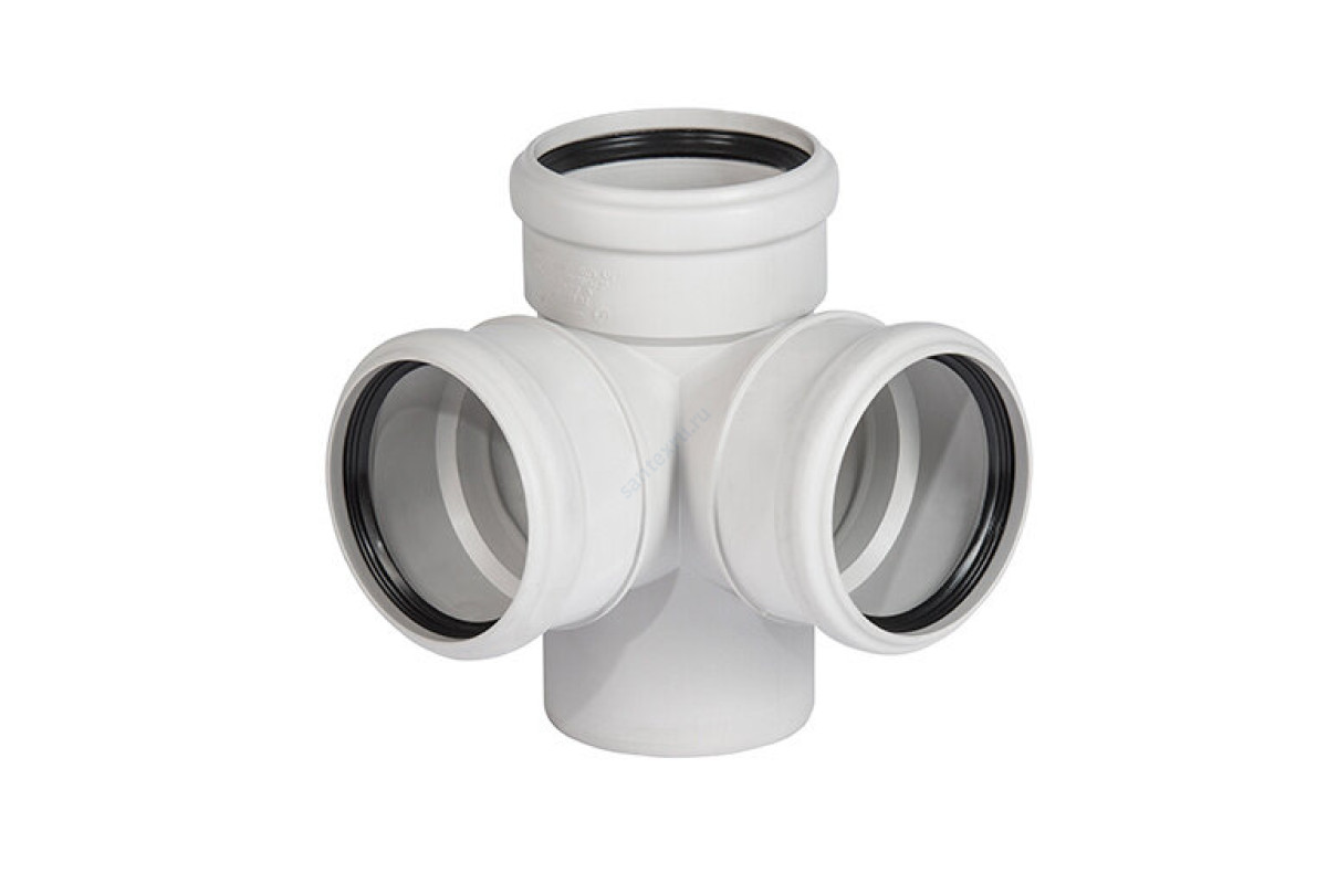 Крестовина (PP-MD) 2-плоскостная бесшумная светло-серая Skolan dB SKED Дн 110х110х110х87гр (DN100) б/нап в/к