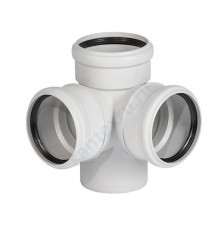 Крестовина (PP-MD) 2-плоскостная бесшумная светло-серая Skolan dB SKED Дн 110х110х110х87гр (DN100) б/нап в/к