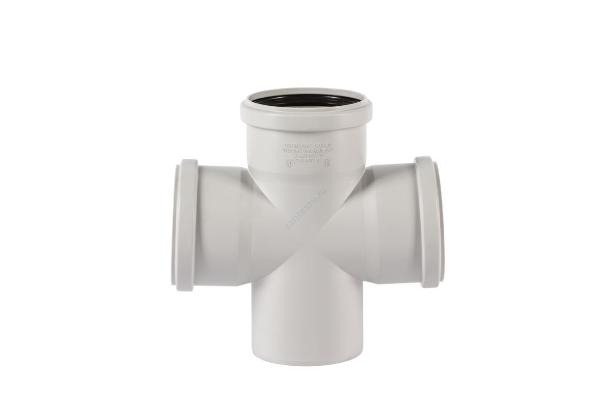 Крестовина (PP-MD) 1-плоскостная бесшумная светло-серая Skolan dB SKDA Дн 78х78х78х87гр (DN70) б/нап в/к