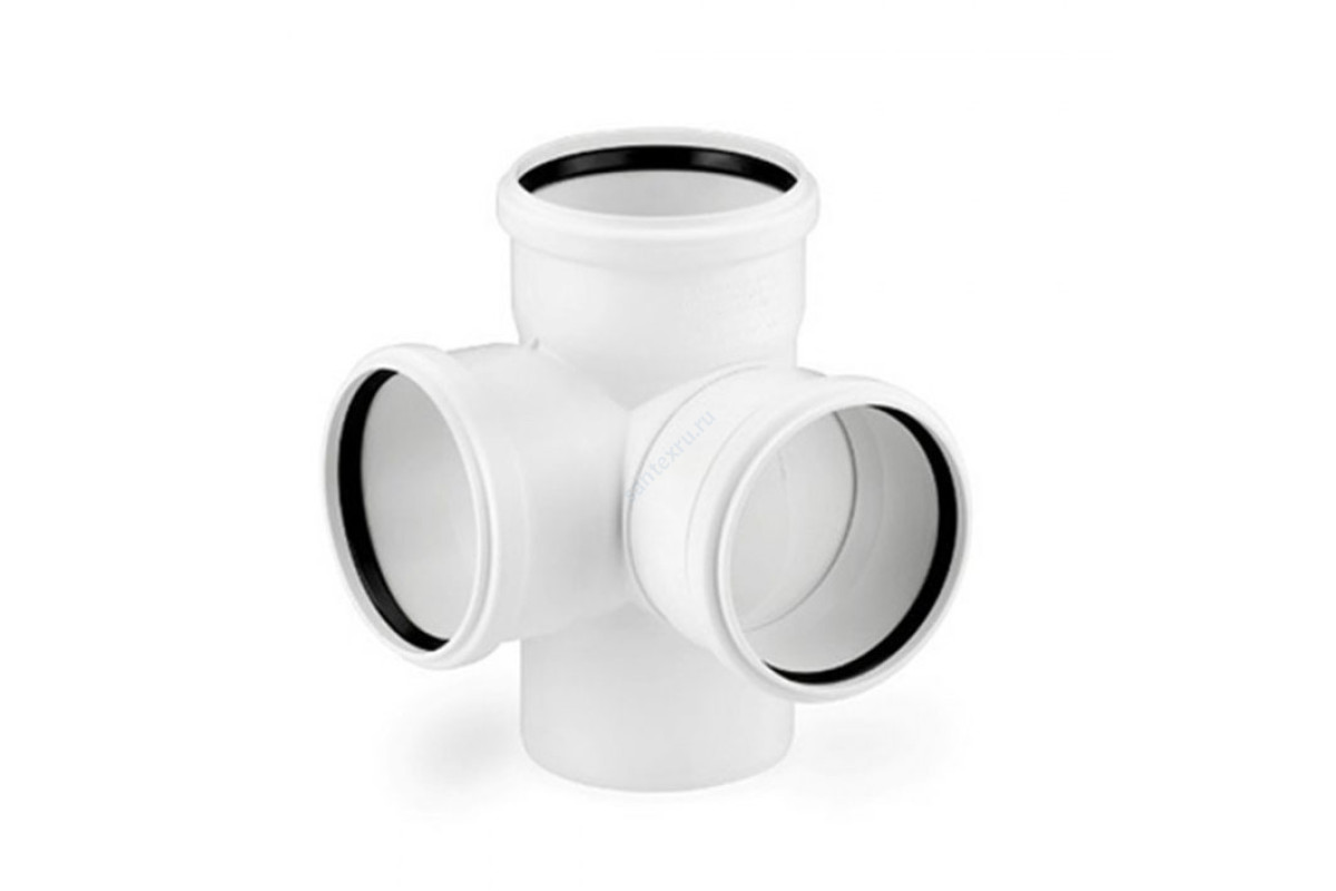 Крестовина PP-H 2-плоскостная серая Дн 110х110х50 б/нап в/к VALFEX 28111150