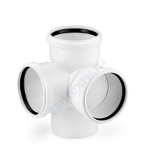 Крестовина PP-H 2-плоскостная серая Дн 110х110х110 б/нап в/к VALFEX 28110110