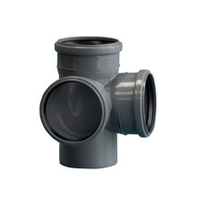 Крестовина PP-H 2-плоскостная правая серая Дн 110х110х50х87гр б/нап в/к Политэк 1201104