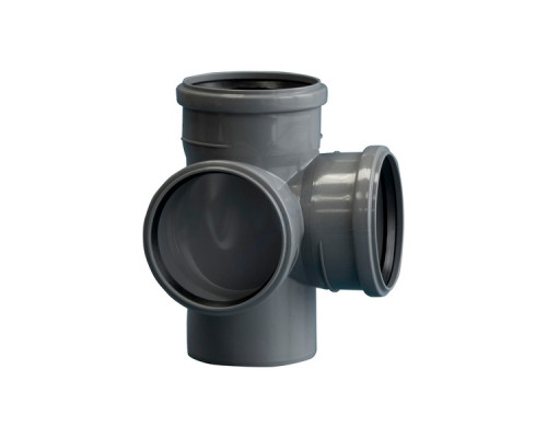 Крестовина PP-H 2-плоскостная правая серая Дн 110х110х50х87гр б/нап в/к Политэк 1201104