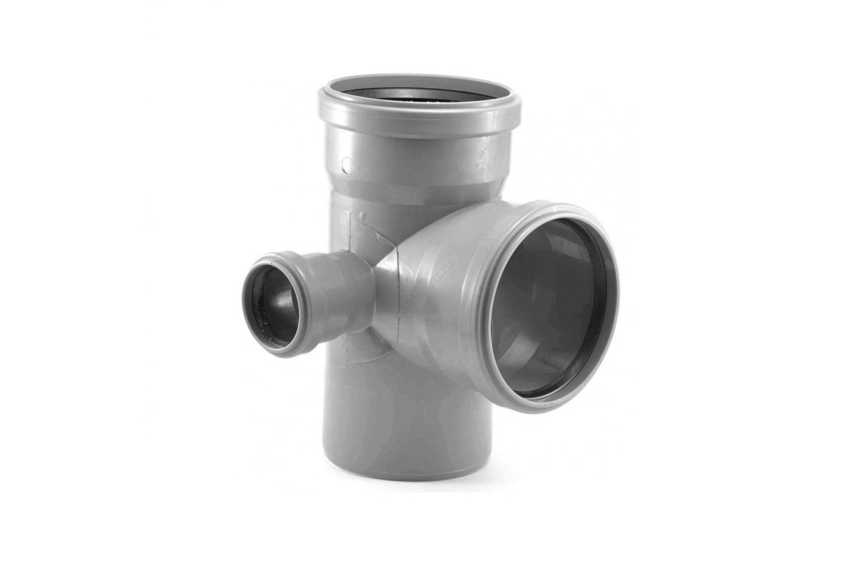 Крестовина PP-H 2-плоскостная левая серая Дн 110х110х50х87гр б/нап в/к Политэк 1201103