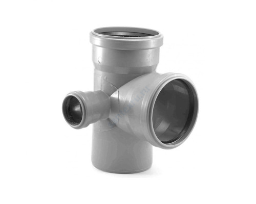 Крестовина PP-H 2-плоскостная левая серая Дн 110х110х50х87гр б/нап в/к Политэк 1201103