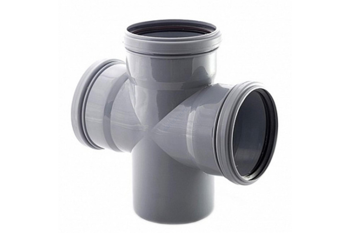 Крестовина PP-H 1-плоскостная серая Дн 50х50х50х87гр б/нап в/к Политэк 135590