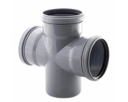 Крестовина PP-H 1-плоскостная серая Дн 110х110х50х87гр б/нап Политэк 1311587