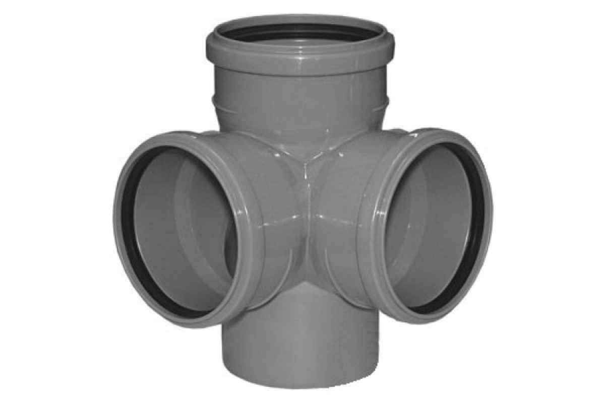 Крестовина PP-H 2-плоскостная серая Дн 110х110х110х87гр б/нап в/к RTP (РосТурПласт) 18299